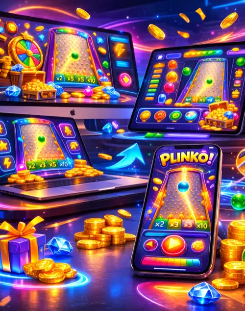 Plinko mostrato su desktop, laptop, tablet e smartphone